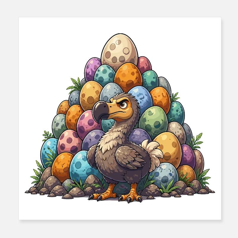 Bunter Dodo Eierhügel  Poster 20x20 cm