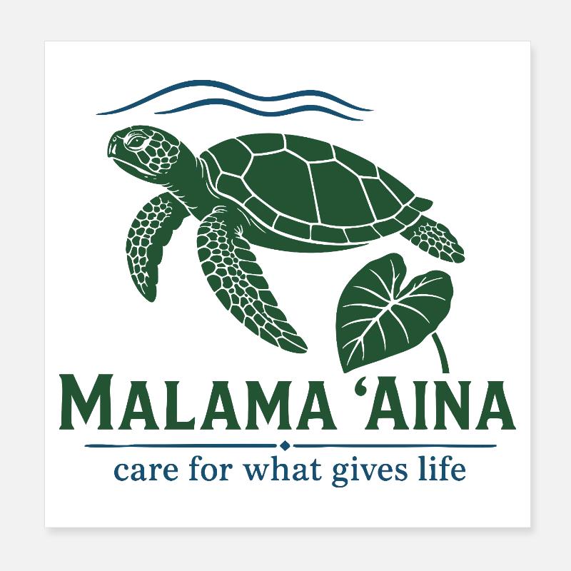 Tortue Malama Aina Poster 20 x 20 cm