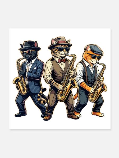 Saxophon, Saxophonist, Jazz, Saxofon - Poster 20x20 cm - Weiß