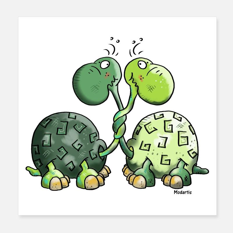 Süße Schildkröten - Schildkröte Poster 20x20 cm