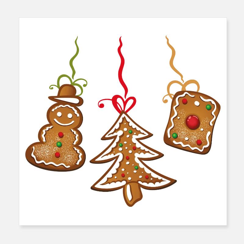 Biscuits de Noël, Noël. Bonhomme de neige. - Poster 20 x 20 cm - blanc