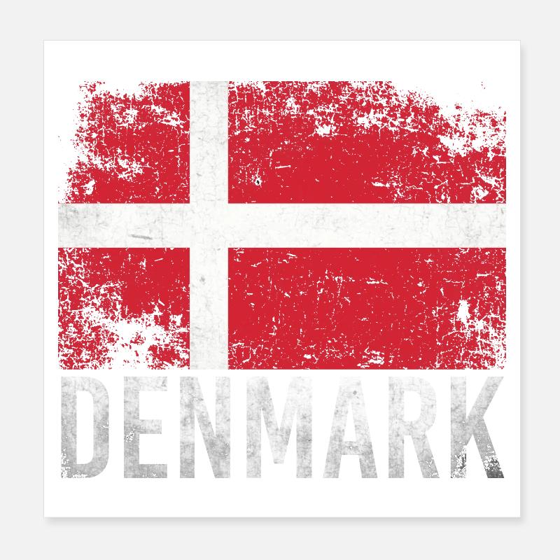Denmark Grunge Flag Denmark Design Poster 8" x 8" (20x20 cm)
