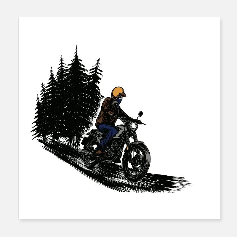 Motorwear Rider Forest Poster 20 x 20 cm