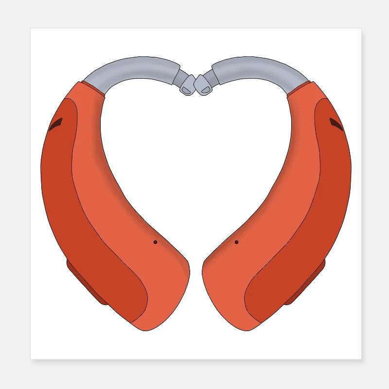 Aide auditive en forme de cœur Poster 20 x 20 cm