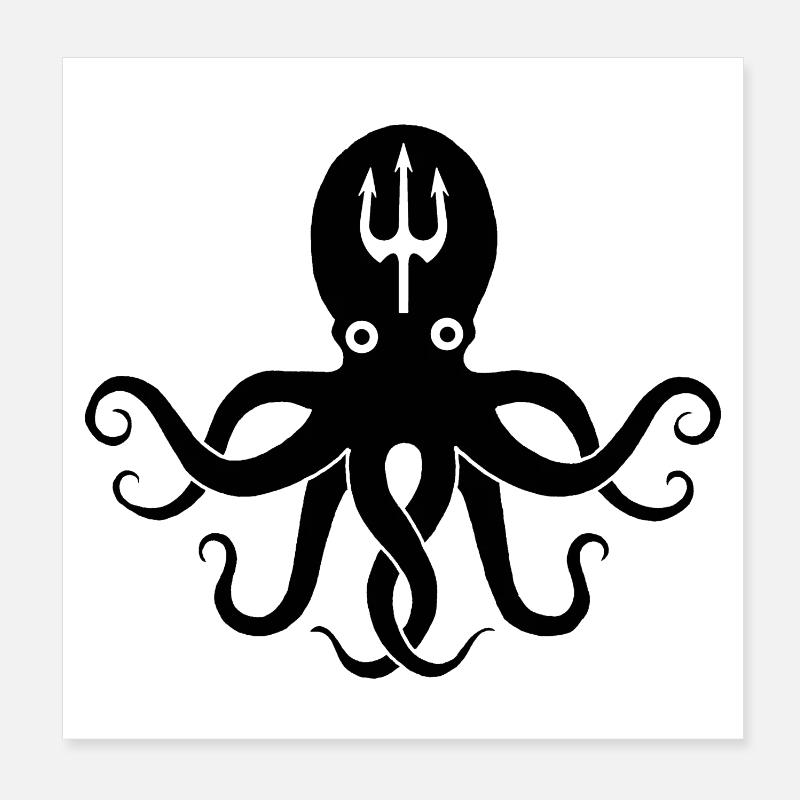 Schwarzer Oktopus Poster 20x20 cm