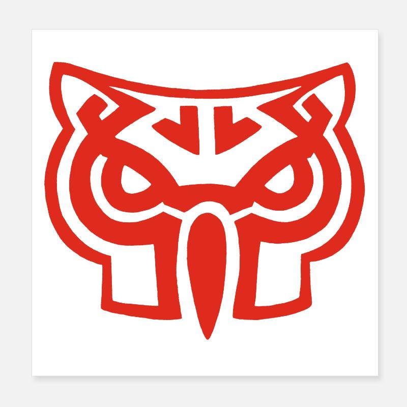 Roter Eulenkopf Poster 20x20 cm