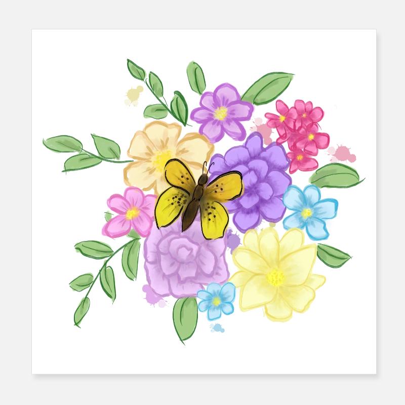 Bouquet de fleurs Poster 20 x 20 cm