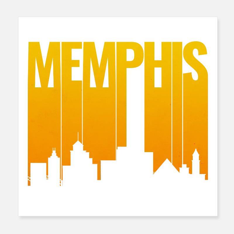 Memphis Skyline Gold Gradient Poster 8" x 8" (20x20 cm)