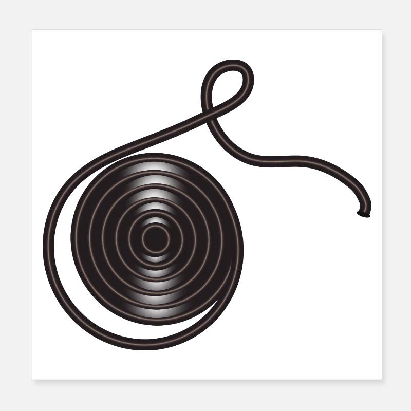 réglisse noire roulée comme un escargot. Poster 20 x 20 cm