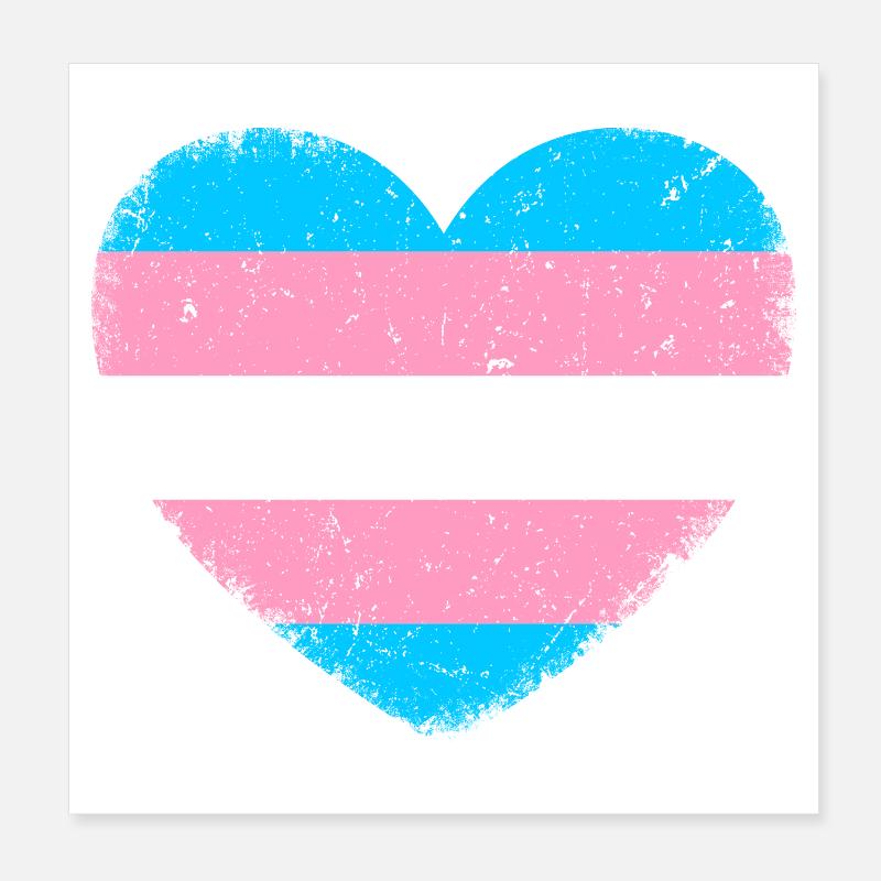 Trans* Herz | Im Vintage-Style Poster 20x20 cm