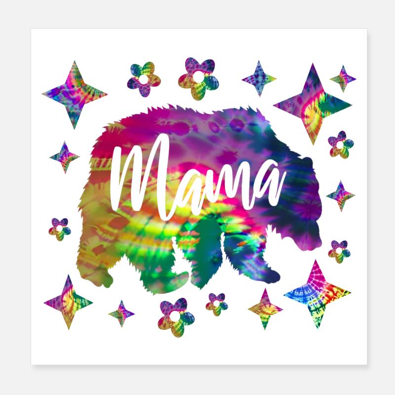 Mama Bär Batik Tie Dye Poster 20x20 cm