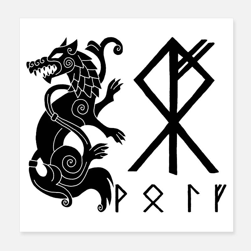 Fenrir Black Wolf Poster 8" x 8" (20x20 cm)