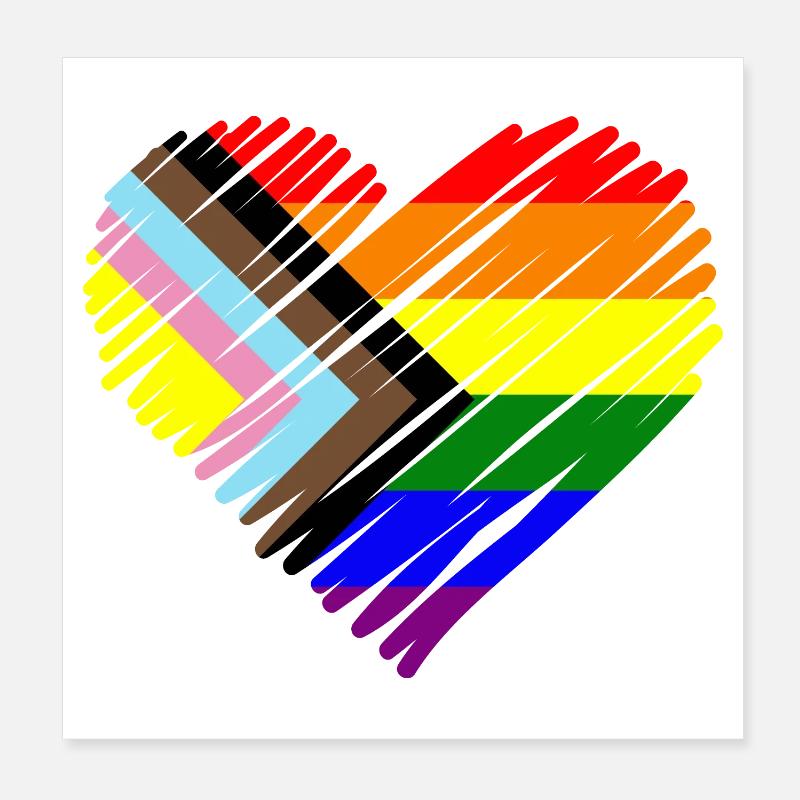 Pride Heart Chevron Pattern Poster 8" x 8" (20x20 cm)