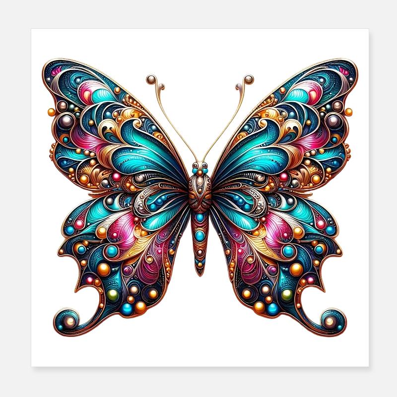 Schmetterling - Poster 20x20 cm - Weiß