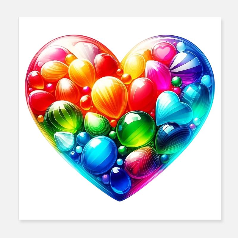 Buntes Herz Poster 20x20 cm