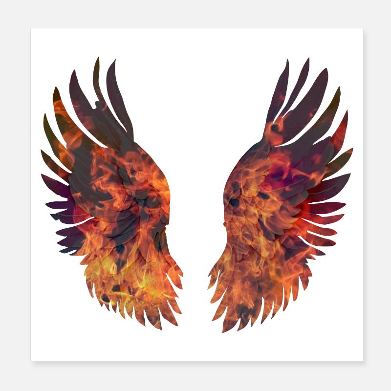 Ailes en Feu Éclatantes Poster 20 x 20 cm