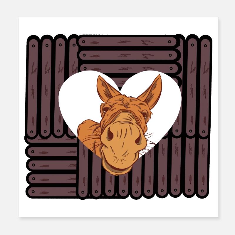 Muli Donkey Ungulate Heart Hearts Valentine's Day Poster 8" x 8" (20x20 cm)