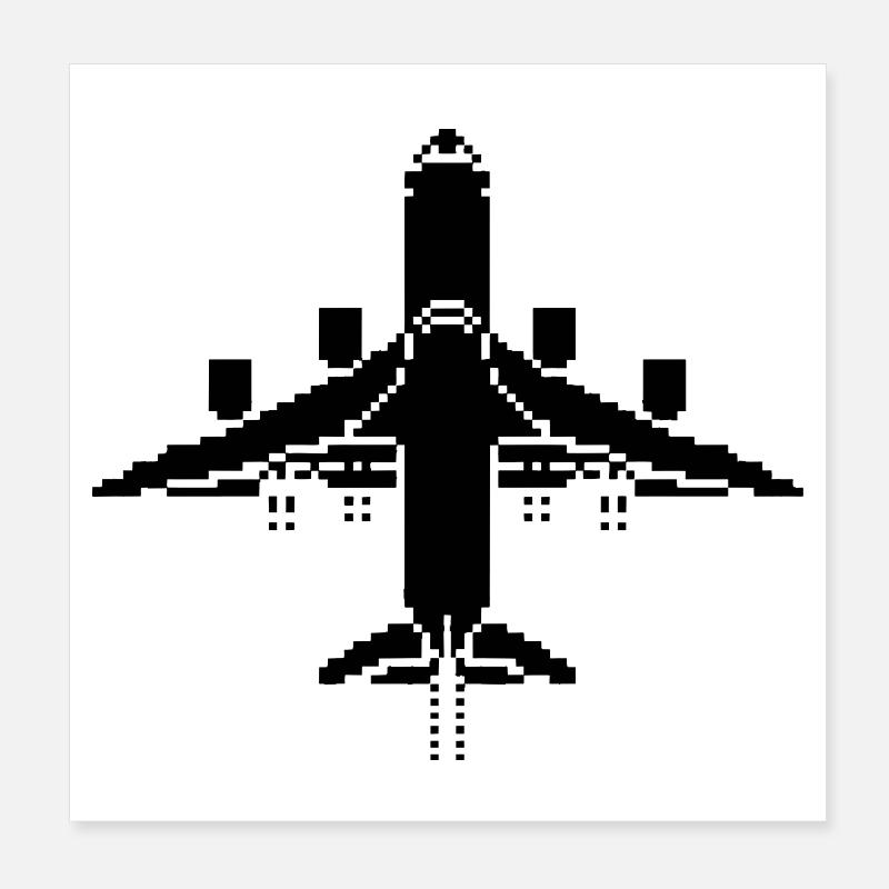 Airplane Pixel Art Poster 8" x 8" (20x20 cm)