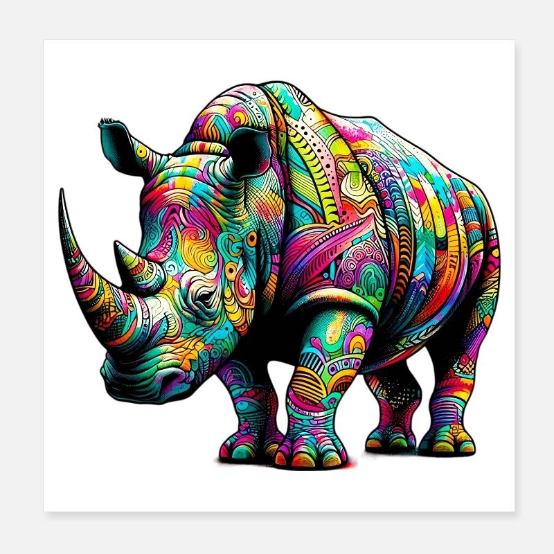 Rhinoceros Poster 8" x 8" (20x20 cm)