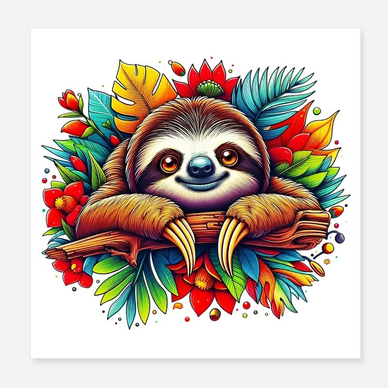 Faultier Poster 20x20 cm