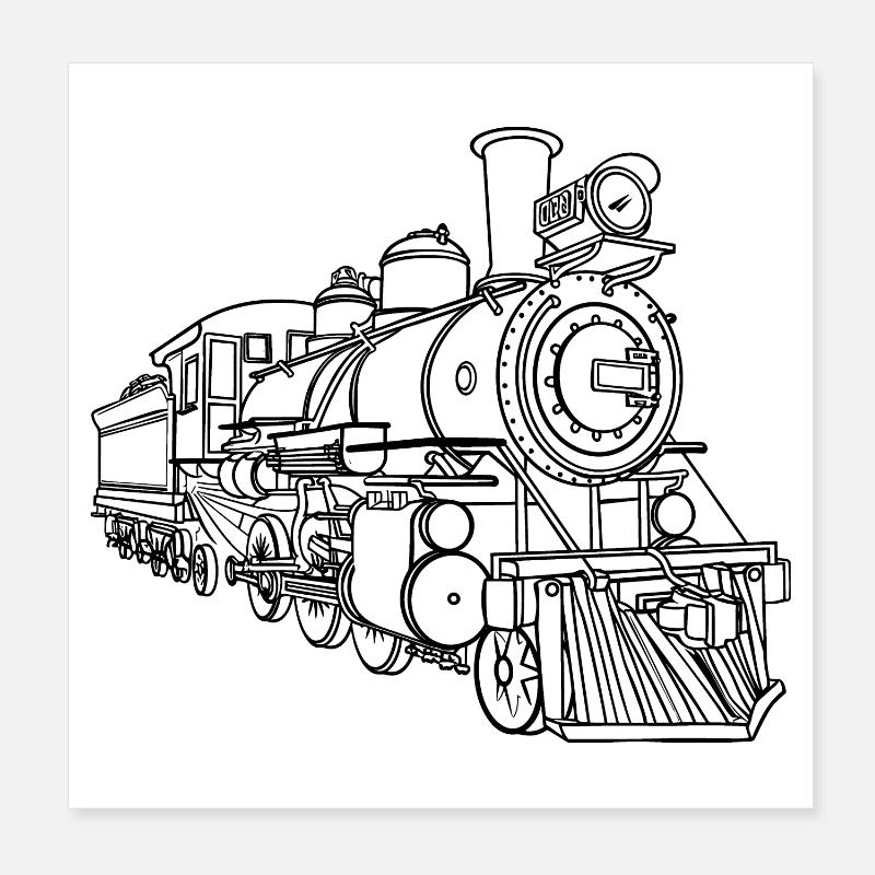 Railway Line Sketch Poster 8" x 8" (20x20 cm)