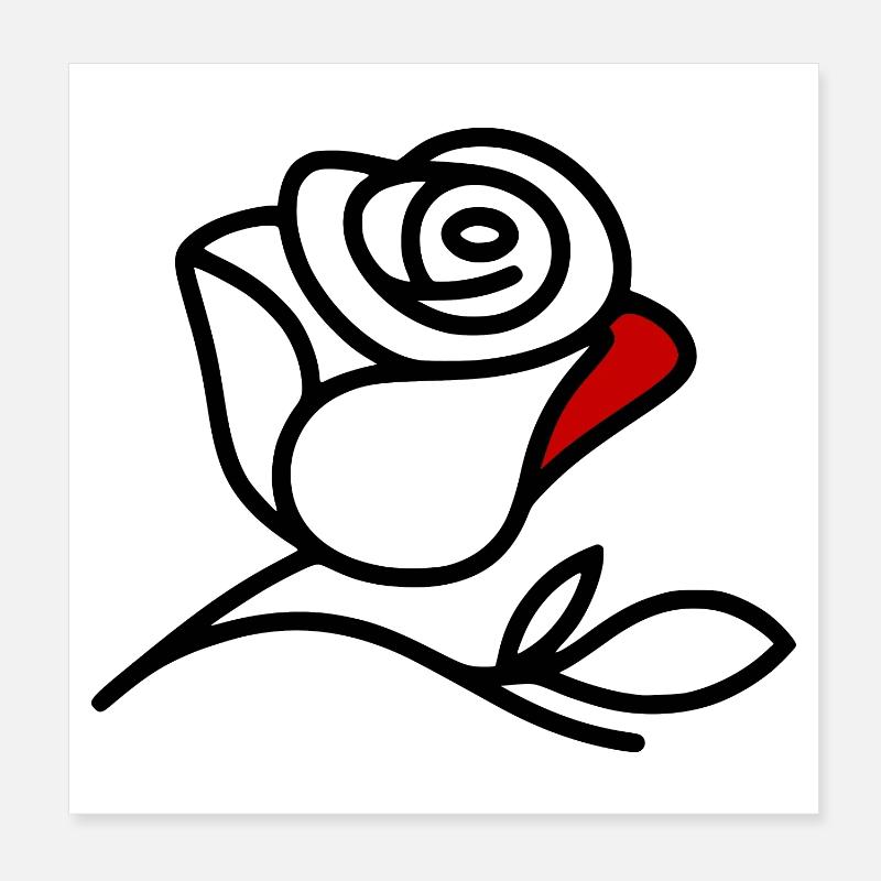 Minimalistische Rose Poster 20x20 cm