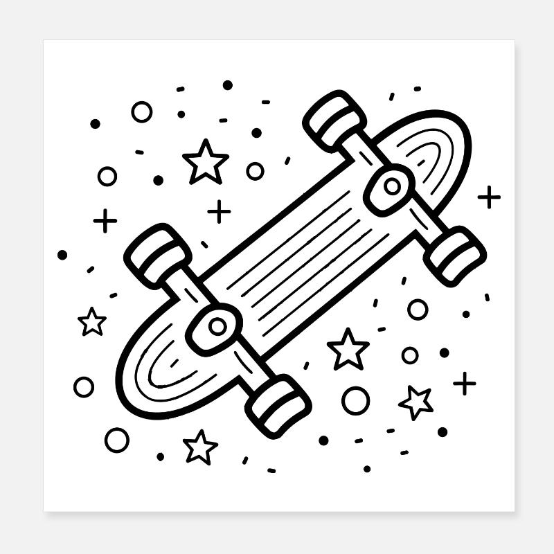 Cartoon Skateboarding Poster 20x20 cm