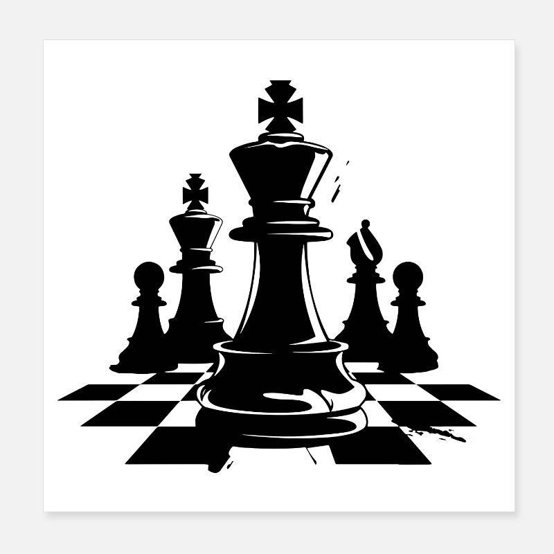 Graphiques de pièces d’échecs Poster 20 x 20 cm