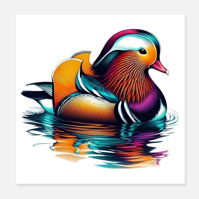 Mandarin duck Poster 8" x 8" (20x20 cm)