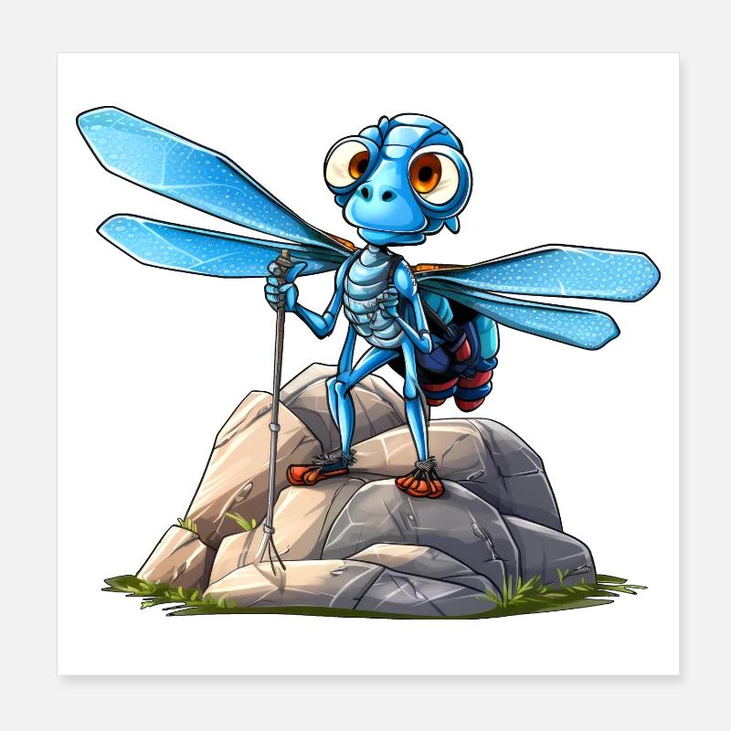 Libelle Bergsteiger / Wandern Libellen Poster 20x20 cm