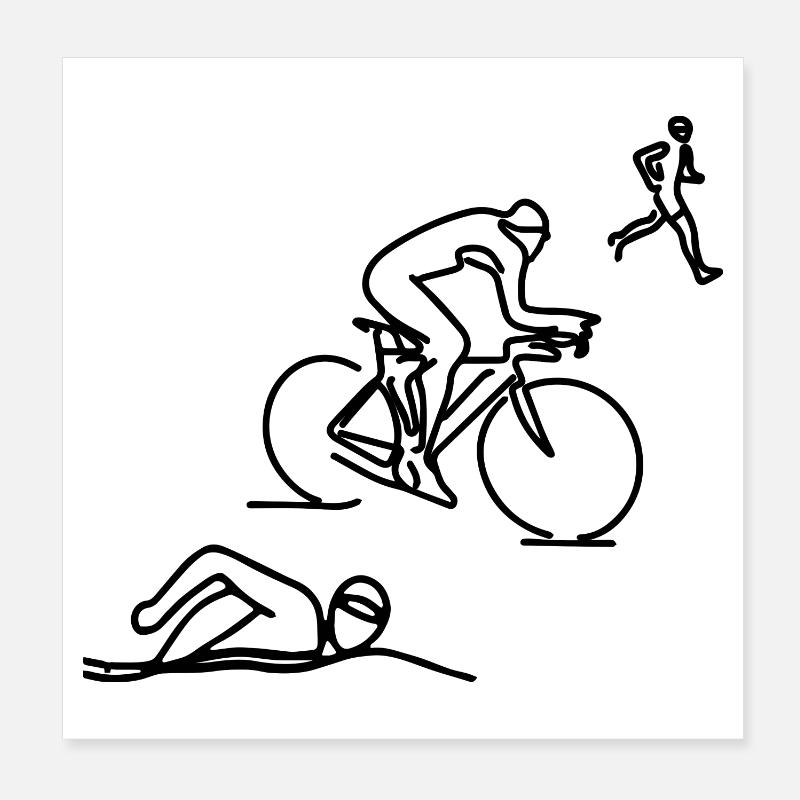 Triathlete Sketch Poster 8" x 8" (20x20 cm)