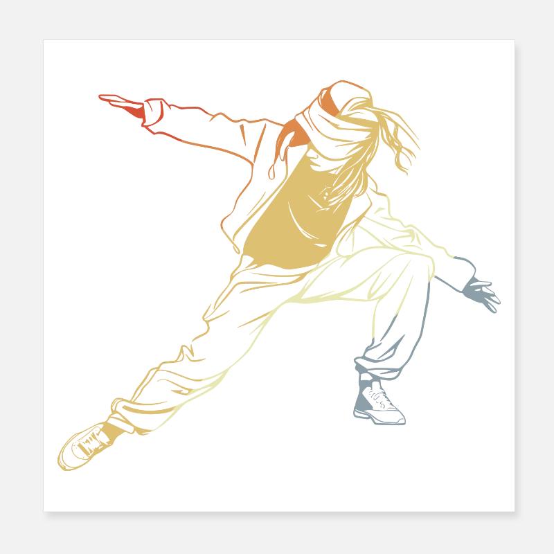 Vintage Breakdancer Poster 8" x 8" (20x20 cm)