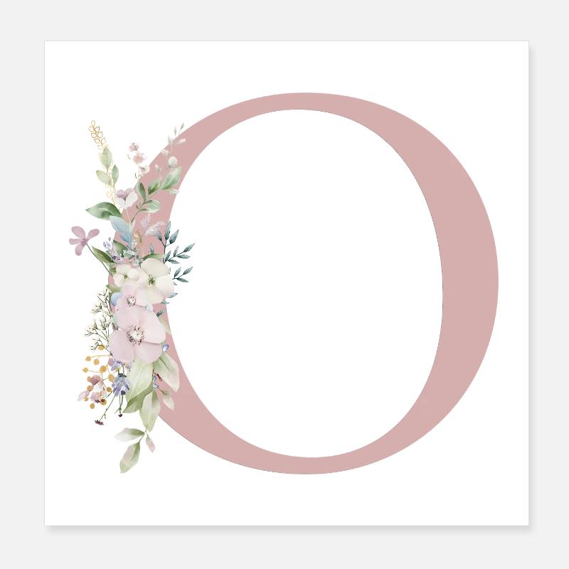 o Monogramme, Floral, Personnalisable Poster 20 x 20 cm