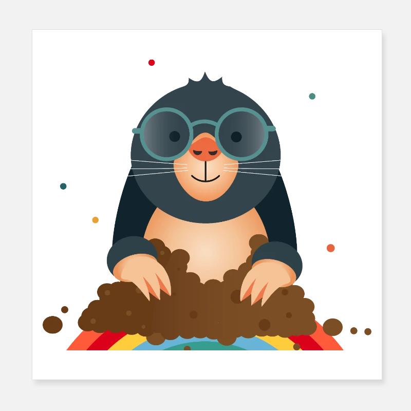 Sympathetic mole with glasses–Great animal motif Poster 8" x 8" (20x20 cm)