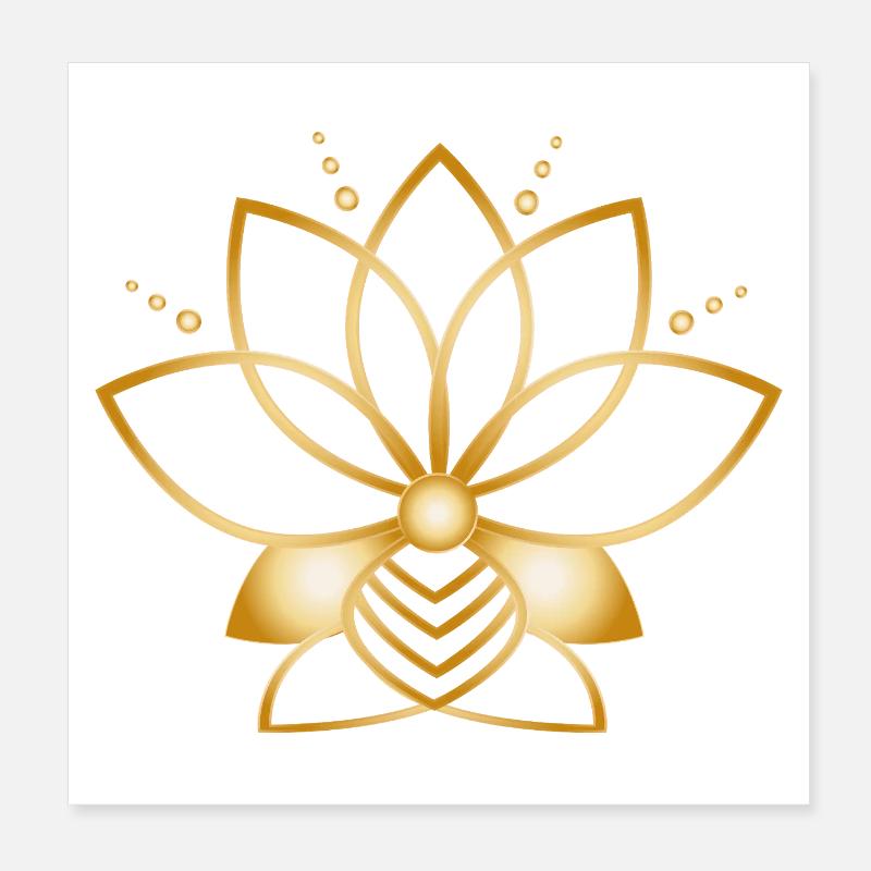 Symbole fleur stylisée dorée minimaliste Poster 20 x 20 cm
