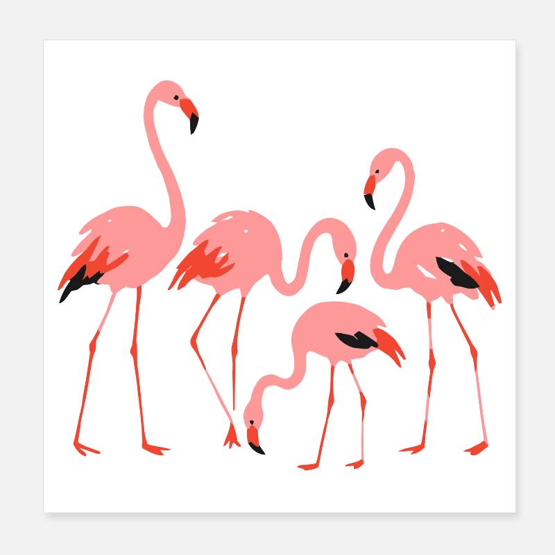 Illustration de prairie de flamants roses vifs Poster 20 x 20 cm