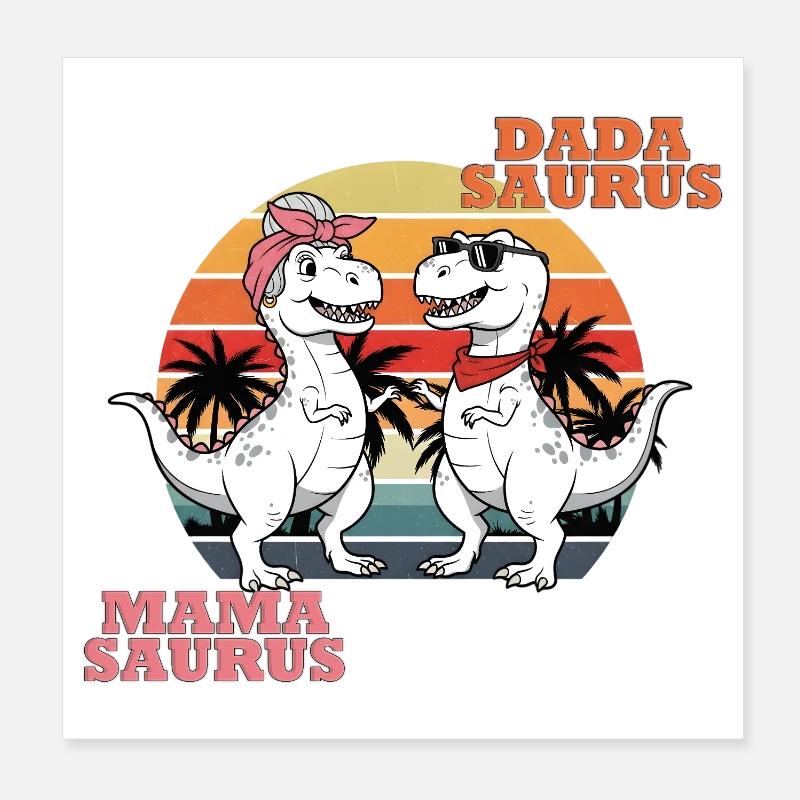 Mama & Dada Saurus – Das Dino Fun Duo! Poster 20x20 cm