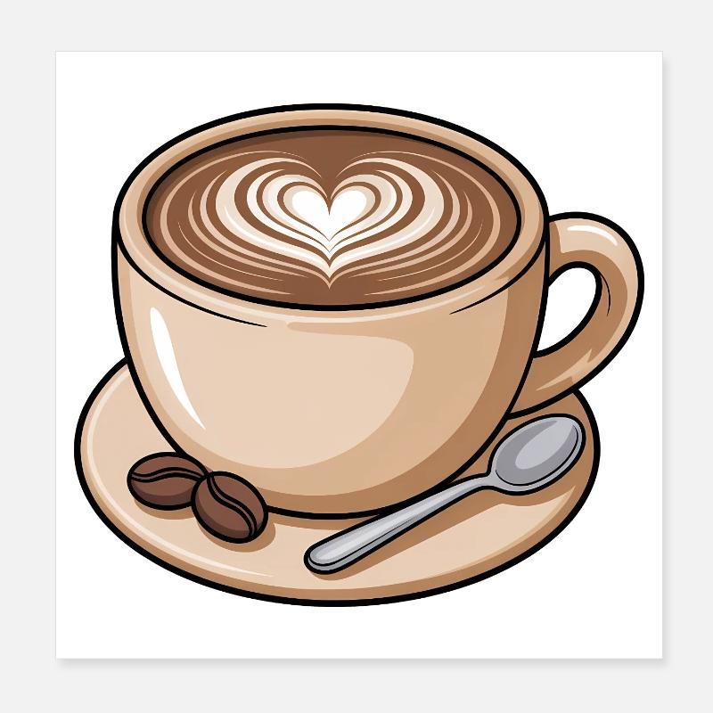 Herzförmige Latte Art Kaffeetasse Poster 20x20 cm