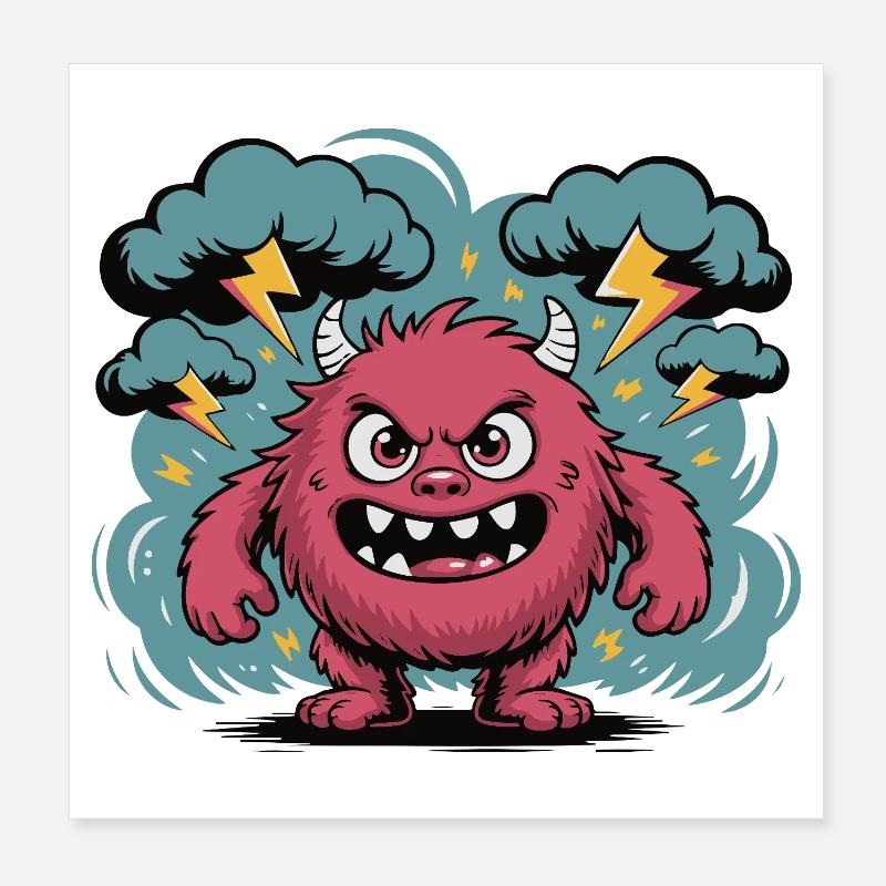 Heftige Sturmmonster-Illustration Poster 20x20 cm