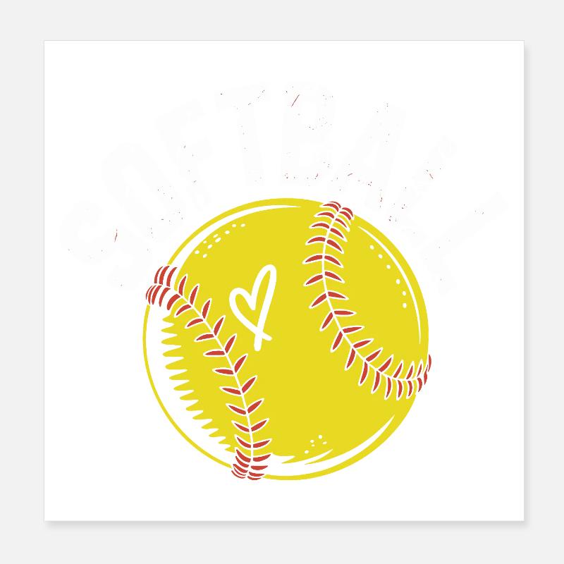 Softball illustration with heart Poster 8" x 8" (20x20 cm)