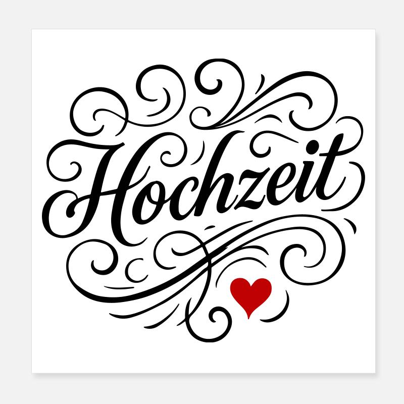 Hochzeit Herz Poster 20x20 cm