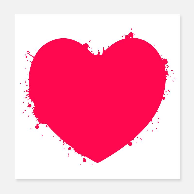 Ausdrucksstarkes Herz mit Farbspritzern Poster 20x20 cm