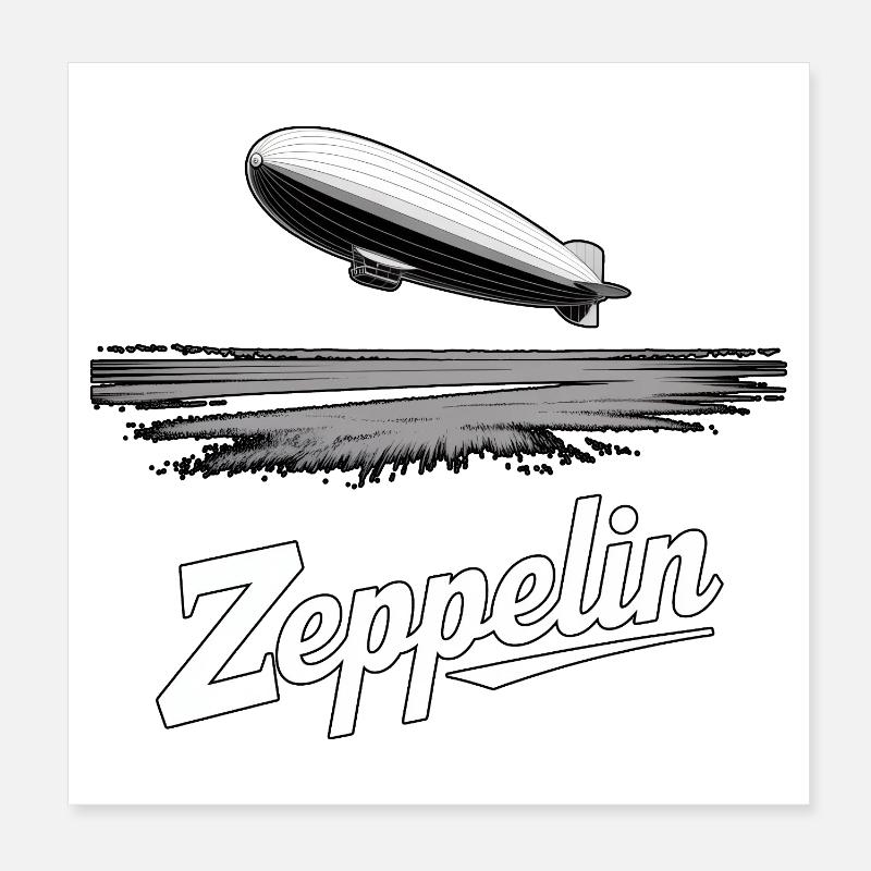 Dirigeable Zeppelin Rétro Vintage Poster 20 x 20 cm