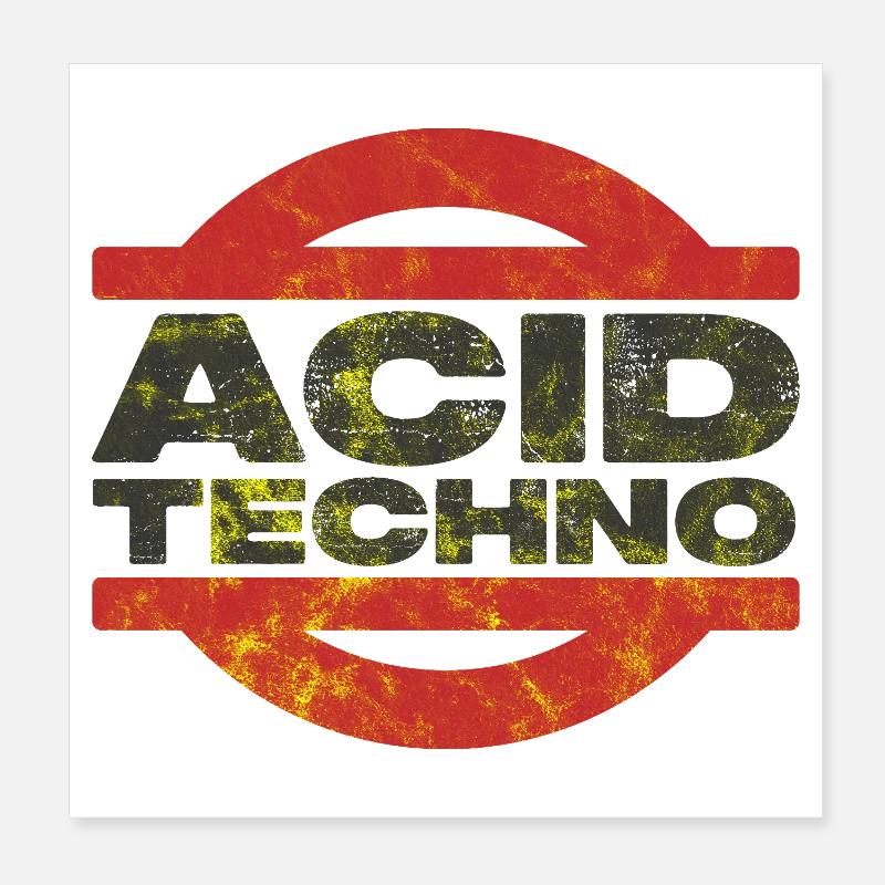 Distressed Acid Techno Logo T-Shirt - Poster 20x20 cm - Weiß