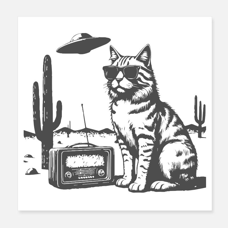 Sunglasses cat in desert retro Poster 8" x 8" (20x20 cm)