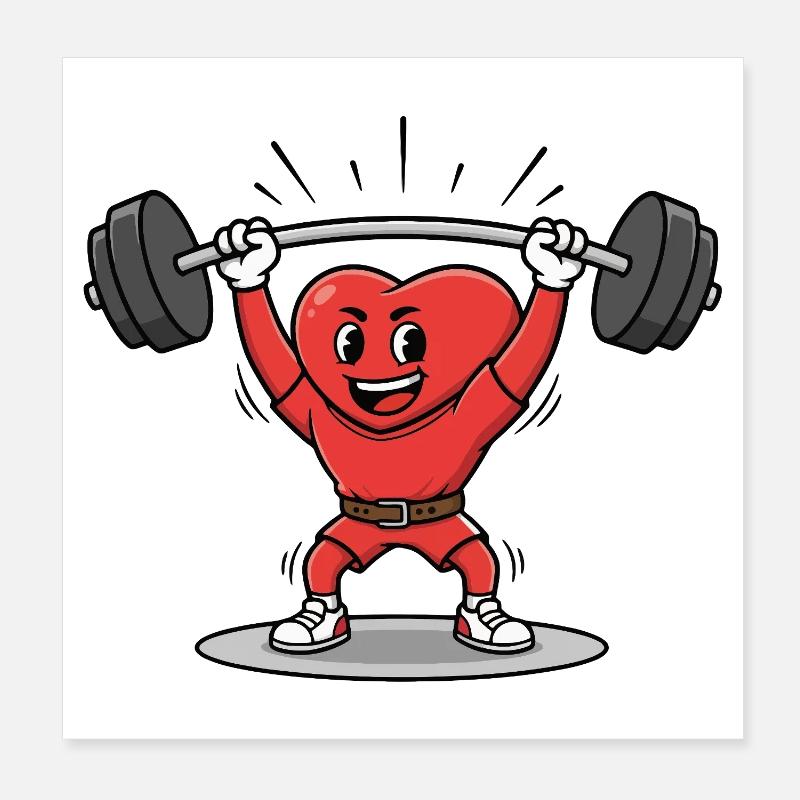 Poids d’haltérophilie fort Conception de dessin animé Poster 20 x 20 cm