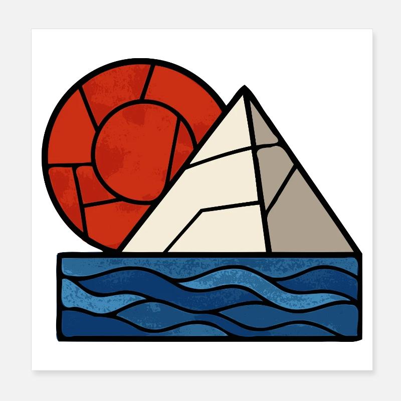 Red White Blue Abstract Poster 20 x 20 cm