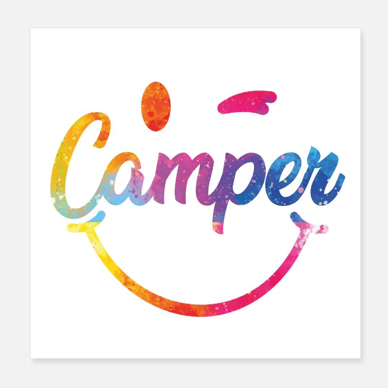Logo smiley coloré du campeur Poster 20 x 20 cm