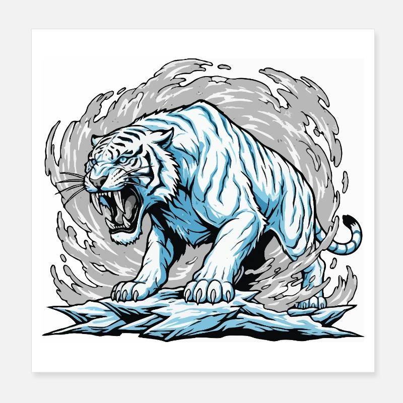 Frozen Tiger in Golf Poster 8" x 8" (20x20 cm)