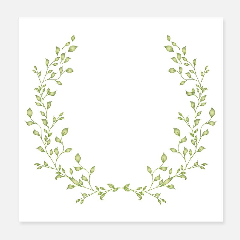 Demi-couronne délicate de branches vertes – motif nature Poster 20 x 20 cm